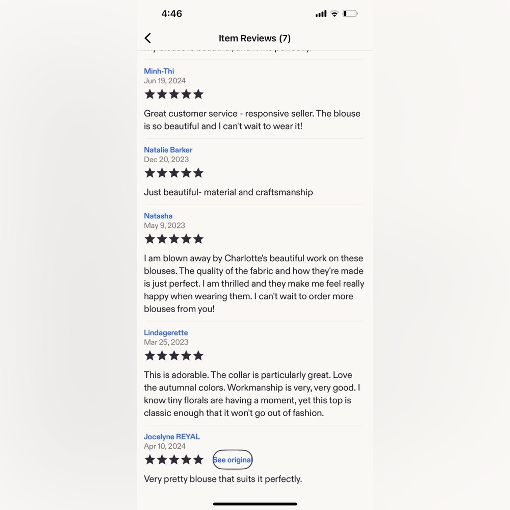 Wildseed Stitches Liberty of London, 3/4 Sleeve, Peter Pan Collar Blouse  XXL/16 - Picture 9 of 9